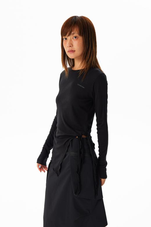 CryingCenter 天然桑蚕丝透气软糯亲肤 绑带收腰薄款打底长袖上衣 商品图5