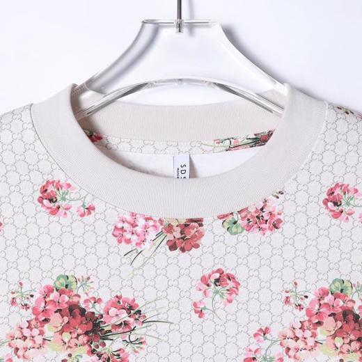 T4693SDSA男士秋冬新款轻奢痞帅男装潮牌植物花卉印花长袖T恤圆领宽松 商品图2