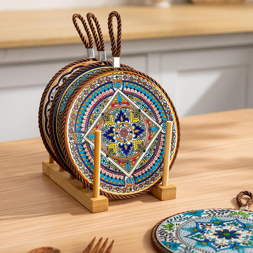 「高颜值！复古隔热垫」耐高温砂锅防烫垫 珐琅锅垫子陶瓷新中式餐桌餐盘垫桌面厨房用品 商品图0