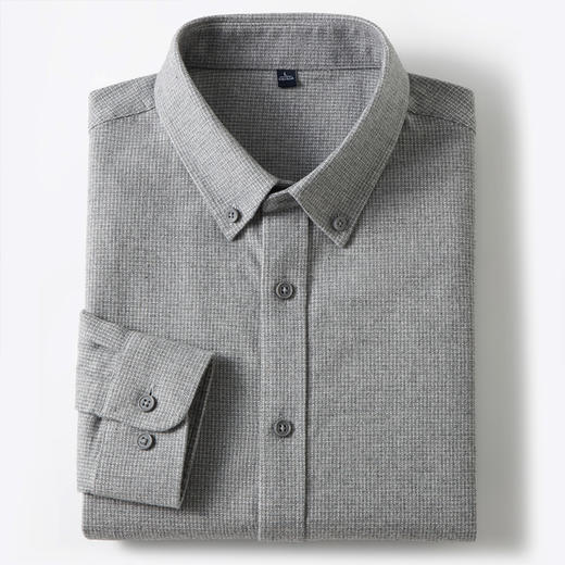 【全棉】罗蒙秋冬长袖衬衫男士纯棉保暖舒适易打理简约领尖小扣时尚衬衣 商品图10