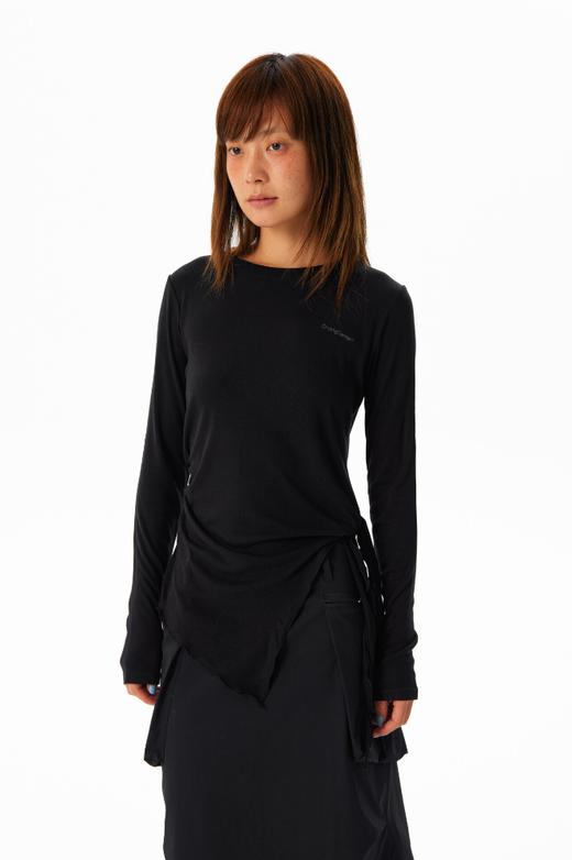 CryingCenter 天然桑蚕丝透气软糯亲肤 绑带收腰薄款打底长袖上衣 商品图4