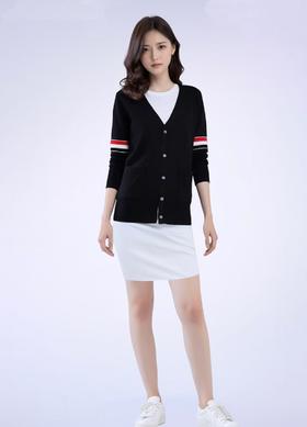 【孤品捡漏】（微瑕）G19 V领针织红白杠毛衫-喜出