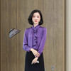 丁摩 高端真丝衬衫女长袖重磅桑蚕丝紫色木耳边上衣5ZF-3391 商品缩略图3