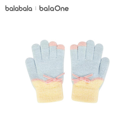 巴拉巴拉balaOne儿童手套女童五指撞色蝴蝶结2025年新款舒适保暖 商品图4