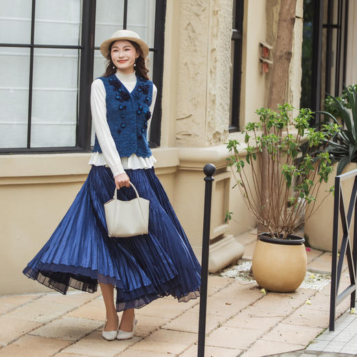 【林栖设计小店】【手工钩花】（现货）纯棉毛织马夹花边2025秋冬新款外套上衣女1954008 商品图1