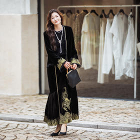 【林栖设计小店】（现货）凤衔灵芝外套真丝丝绒绣花新中式2025秋冬新款上衣女1954020