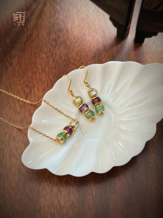 三生石·吾行彩宝路路通设计项链+耳饰 商品图0