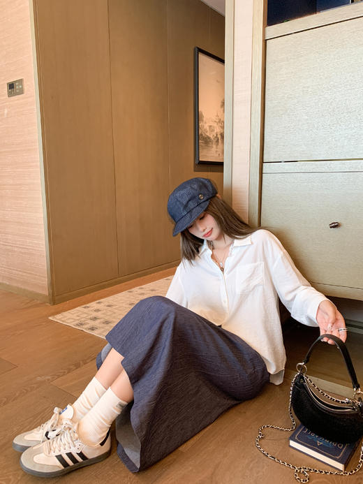 【189元任选2件】最后一波现货！纯色牛仔蓝高腰百搭半身裙 商品图7