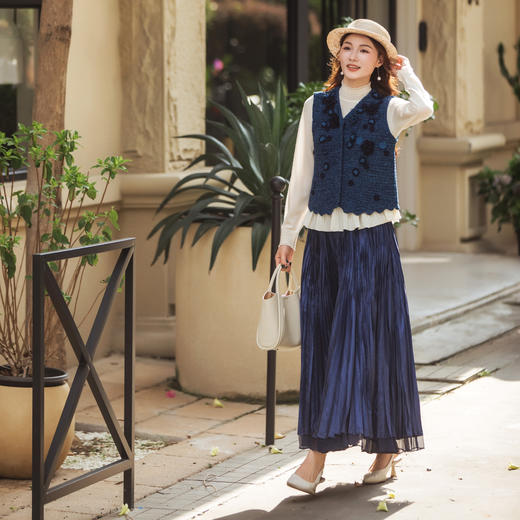 【林栖设计小店】【手工钩花】（现货）纯棉毛织马夹花边2025秋冬新款外套上衣女1954008 商品图2