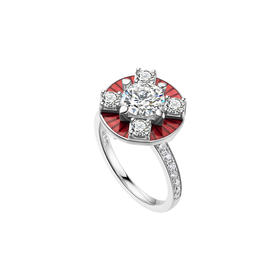 ［东方爱意系列］18K金钻石红珐琅戒指#守