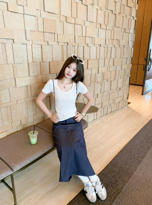 【189元任选2件】最后一波现货！纯色牛仔蓝高腰百搭半身裙 商品图12