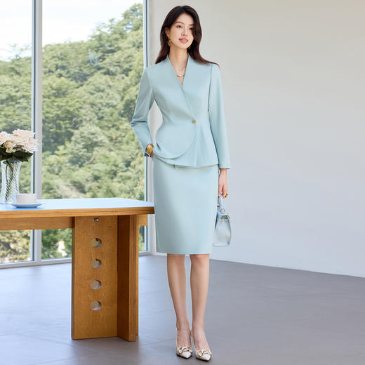 IWY/高级感蓝色西装套裙女气质优雅正式场合职业半裙套装工作服25CS808 商品图3