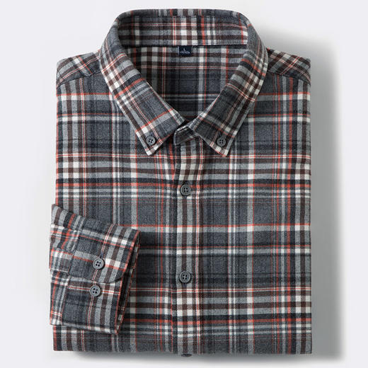 【全棉】罗蒙秋冬格纹衬衫男士厚款保暖舒适柔软通勤百搭长袖衬衣 商品图9