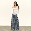 Ariseism 美式复古格子休闲裤蕾丝短裤女秋季新款长裤子 商品缩略图4