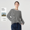 366605062-慵懒黑白条纹长袖针织衫女25秋新品60s羊毛针织上衣落肩宽松 商品缩略图0