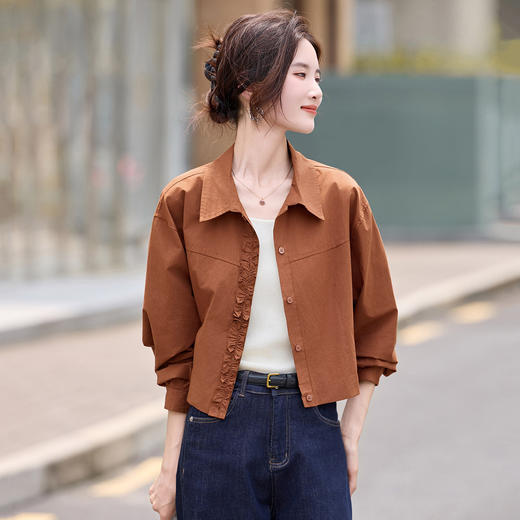 L25812025秋新款韩版宽松长袖上衣纯色设计感百搭休闲时尚外套 商品图0