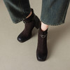 阿么手工女鞋高跟短筒瘦瘦靴女百搭秋冬绒面高级感真皮短靴7.5CM 商品缩略图2