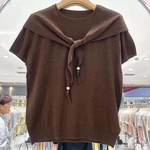 老钱风披肩短袖T恤早秋款套头正肩休闲显瘦上衣   YX-113835 商品图1