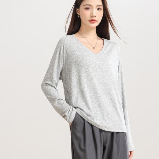 初秋新品【杉夏 天丝羊毛插肩长袖T V领】ZX8503 柔软弹力  云朵百搭   莱赛尔+绵羊毛  天然蛋白纤维 商品图1