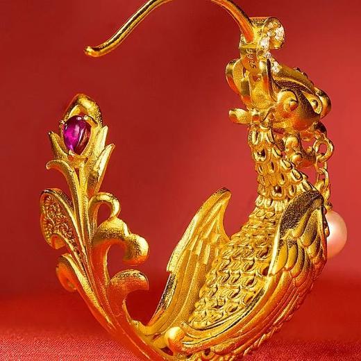 故宫 龙凤金禧 丹凤玲珑花丝耳饰 商品图4