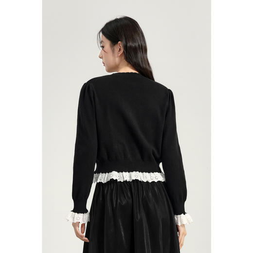 【商场同款】诗凡黎撞色V领拼接针织衫2025春新款外搭女3FC130231 商品图4