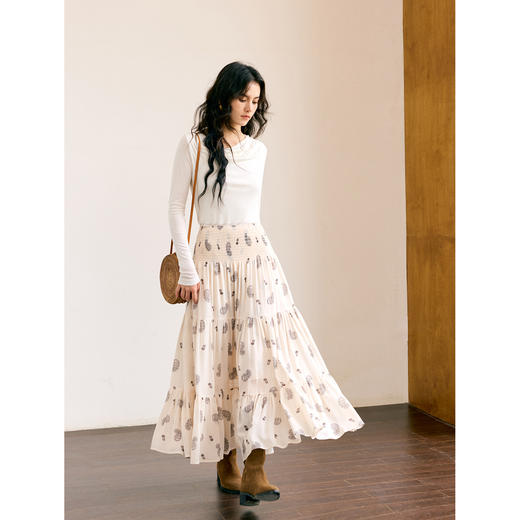 HeyDress腰果花打揽拼接A摆半裙 商品图1