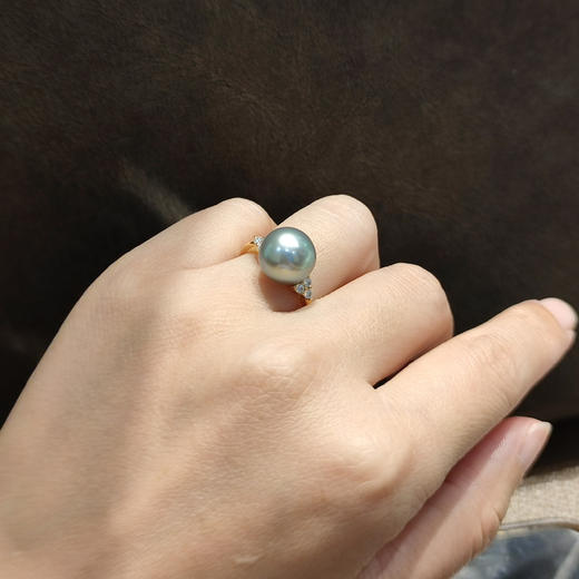 灰色海水珍珠戒指10.7mm 商品图1