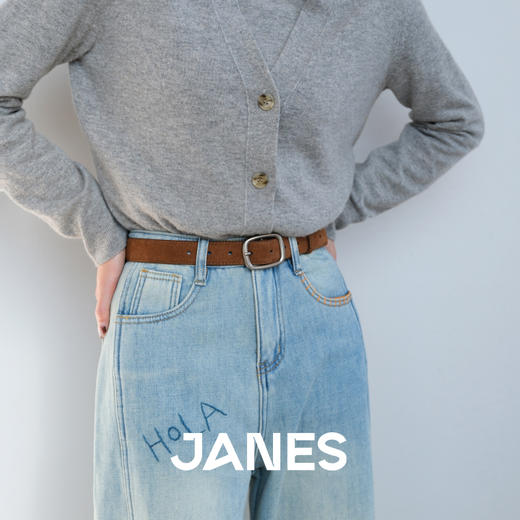 JANES简束[休闲简约]高级磨砂质感腰带反绒牛皮皮带女简约气质 商品图2