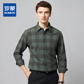 【含羊毛】罗蒙秋冬长袖格子衬衫男士磨毛厚实保暖舒适柔软百搭通勤休闲棉质衬衣