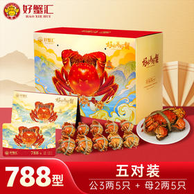 好蟹汇·阳澄湖大闸蟹卡788型盛元新生活螃蟹公3两/母2两五对装【盛元新生活·礼卡】