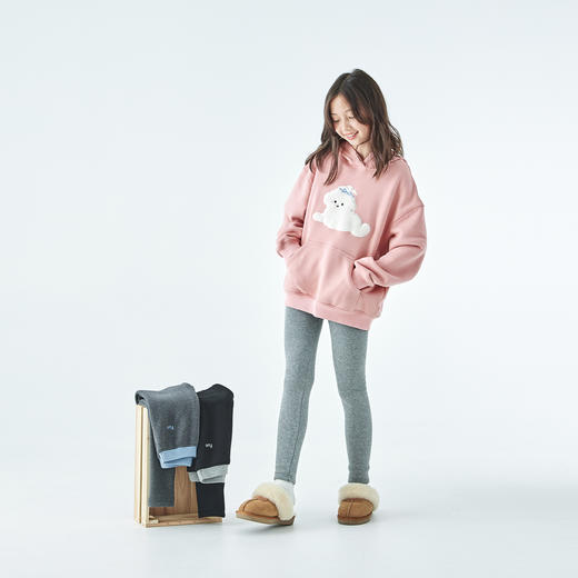 棵初2025年秋冬季新款亲子中大女童弹力加绒打底裤经典基础针织裤 商品图1