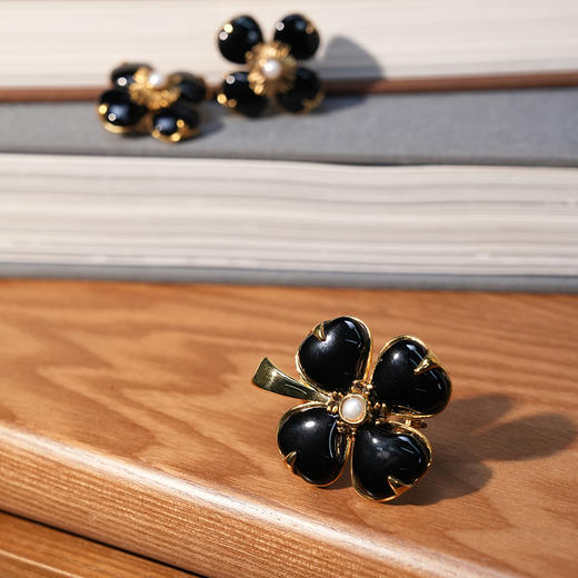 北京仓｜Goossens Paris-Trefle-天然黑色玛瑙 珍珠 胸针［法国设计师］ 商品图6