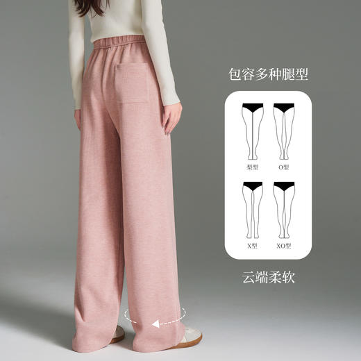 OLrain欧芮儿灯芯绒休闲阔腿裤女秋季2025新款宽松显瘦粉色长裤子 商品图1