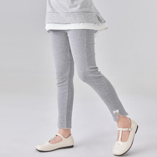 笛莎Deesha 2025秋季新款女童基础甜美花边磨毛打底裤 商品图1