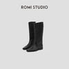 ROMI STUDIO“率性利落”牛皮拼羊皮粗跟方头长筒靴 RW24WP30718 商品缩略图0