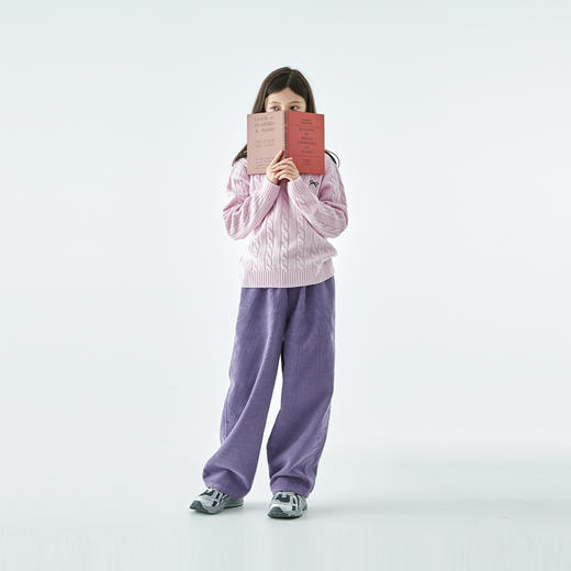 棵初25年冬季新款亲子中大女童蝴蝶结绞花毛衣温暖全羊毛纱线上衣 商品图4