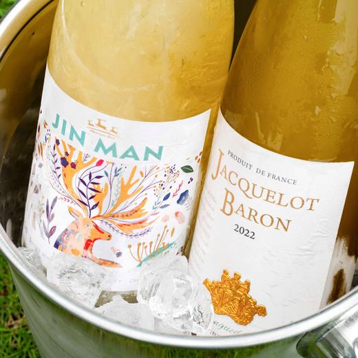 【法国/智利原瓶进口 干白+甜白】JACQUELOT BARON干白葡萄酒13%vol +JIN MAN甜白葡萄酒12%vol（ 750ml*2瓶送镭射手提高档冰袋） 商品图1