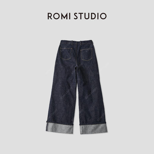 ROMI STUDIO“丹宁点缀”全棉斜纹挺括垂感阔腿牛仔裤 RWCAX06153 商品图2