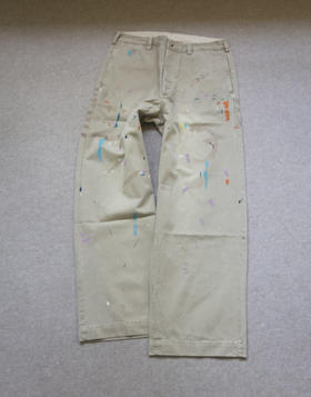 夏末秋起 砖场 哈！男段 RL 斜纹棉 泼墨彩点 微垮小阔筒 休闲裤 款四