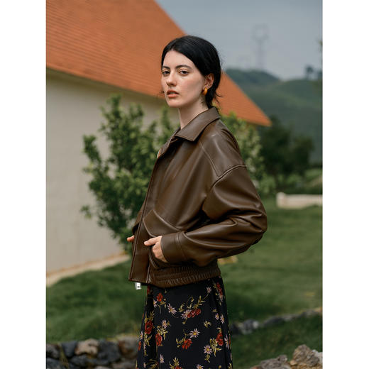 HeyDress翻领蛋白PU宽松夹克 商品图1