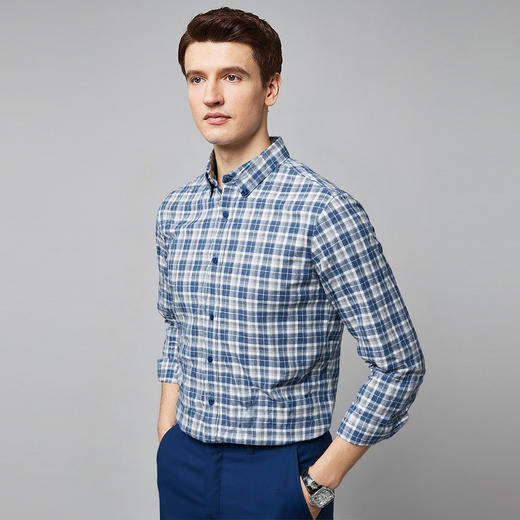 【全棉】罗蒙秋冬厚款长袖衬衫男士柔软亲肤舒适轻商务风长袖衬衣 商品图1