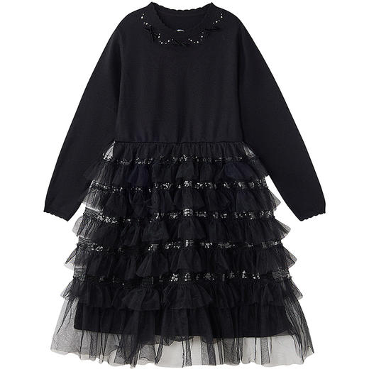 笛莎Deesha 童装女童连衣裙2025冬新款女童层叠珠片连衣裙 商品图4