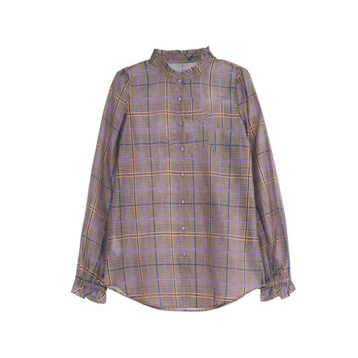 谜底格纹衬衫长袖女2025秋季新款复古通勤亲肤舒适衬衣257MC7848 商品图4