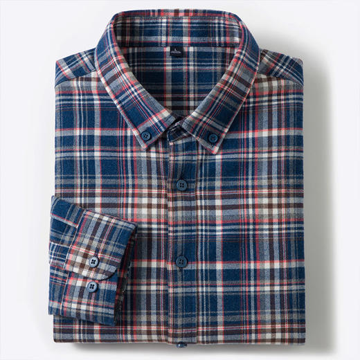 【全棉】罗蒙秋冬格纹衬衫男士厚款保暖舒适柔软通勤百搭长袖衬衣 商品图8