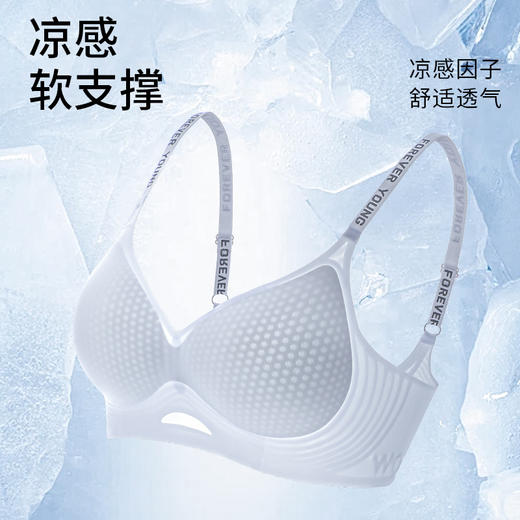 【79元/2件】轻薄透气凉感冰丝无痕内衣 大胸显小无钢圈软支撑美背文胸 商品图2