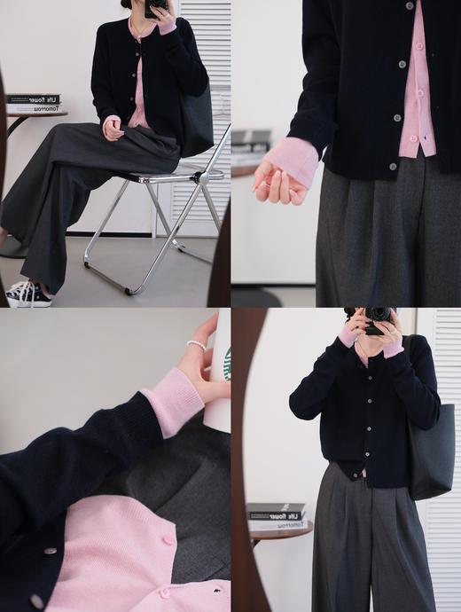 miu感羊毛莫代尔混纺假两件针织开衫 商品图7