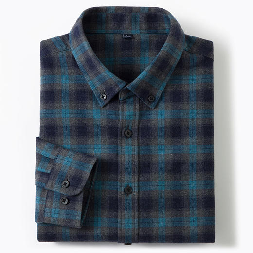 【全棉】罗蒙秋冬格子长袖衬衫男士厚款舒适柔软百搭简约通勤长袖保暖衬衣 商品图10