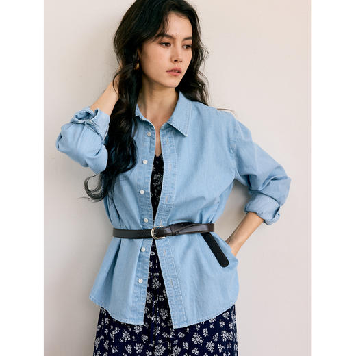 HeyDress复古水洗基础牛仔衬衫 商品图0