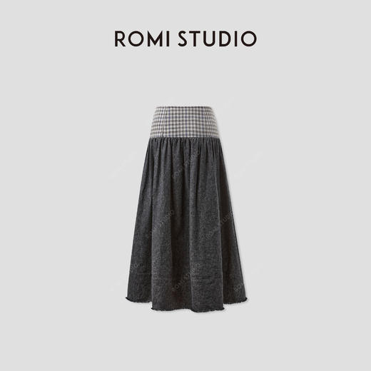 ROMI STUDIO“独特复古”重磅亚麻牛仔砂洗流苏半身裙 RWCRXJ4606 商品图1
