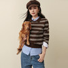 【严选】诗凡黎撞色条纹POLO领针织衫老钱高智正肩显瘦长袖上衣7G9132891 商品缩略图3